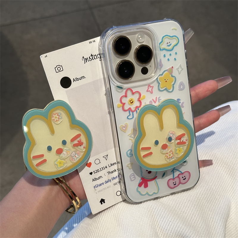 涂鸦兔兔适用iPhone16pro手机壳13苹果15promax可爱12支架11华为p70新款vivoIQOOz9x小米14红米k80荣耀oppo潮