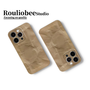 折皱牛皮纸适用苹果16pro手机壳iphone15promax个性13华为mate60新款p70小众vivo小米14红米k70荣耀oppo菲林