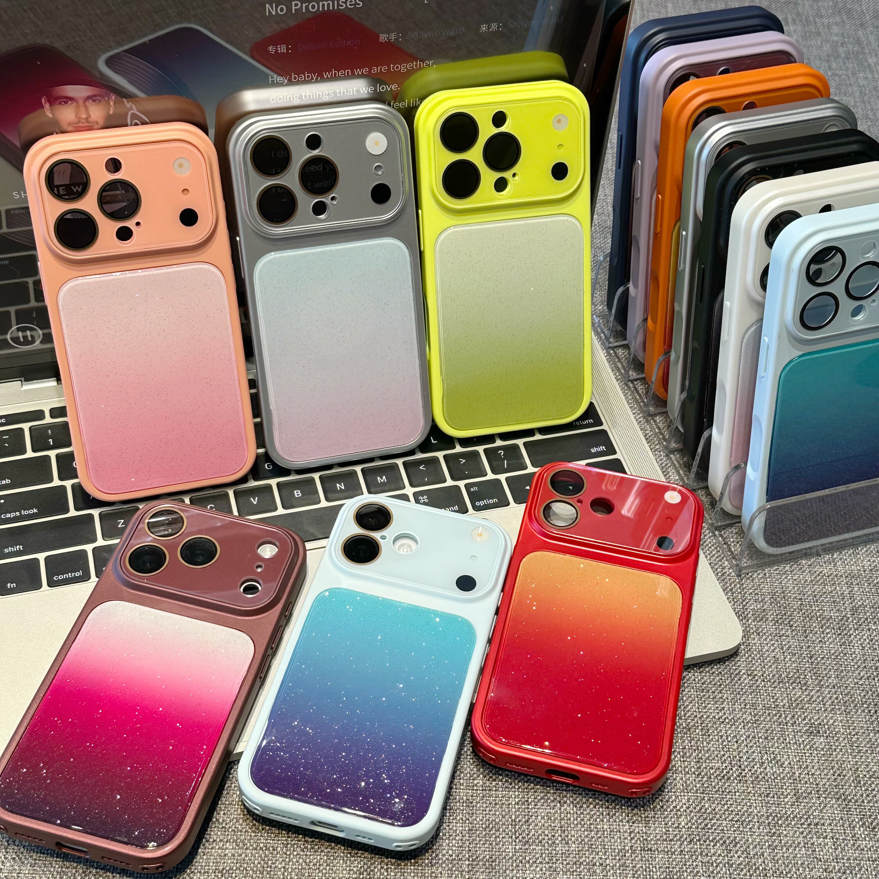 柔彩水晶秒变18适用iPhone16ProMax手机壳苹果17promax新款14pro渐变闪粉13高级感保护套15promax全包12防摔