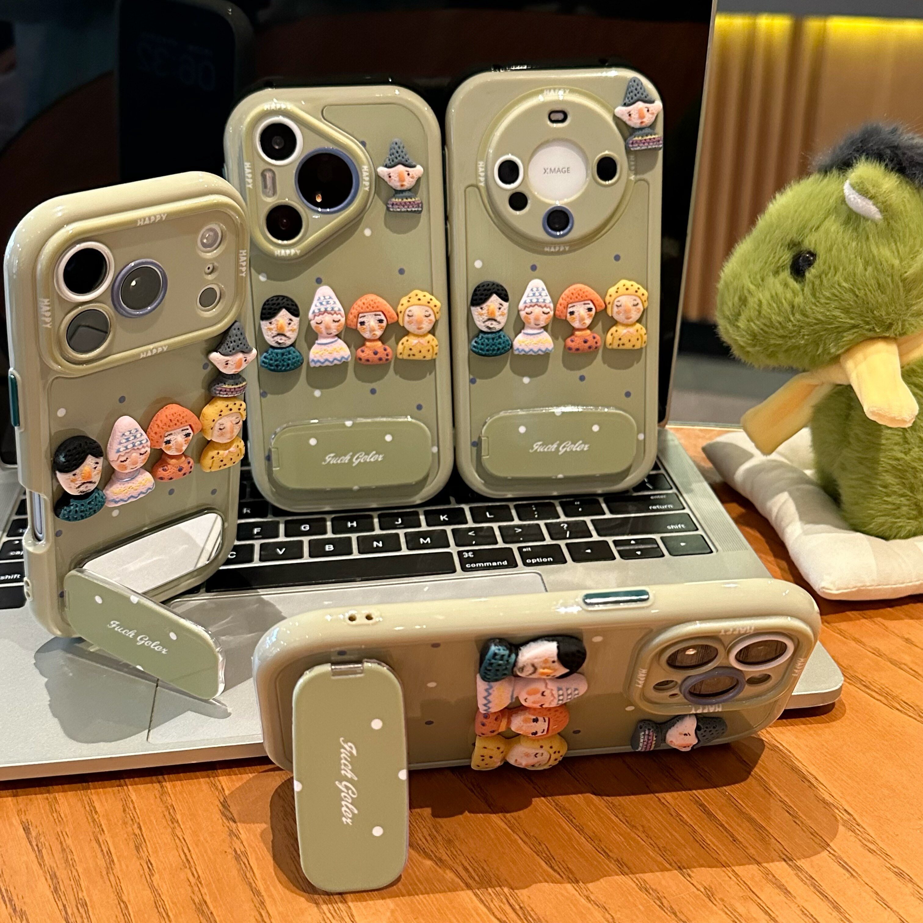 抹茶绿人偶公仔适用iPhone16promax手机壳14苹果15