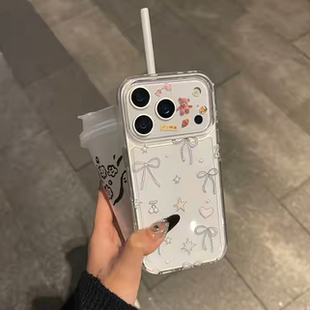 韩风蝴蝶结适用iphone16promax手机壳15苹果17透明13华为mate70小众vivo小米14防摔oppo软壳12红米k80荣耀400