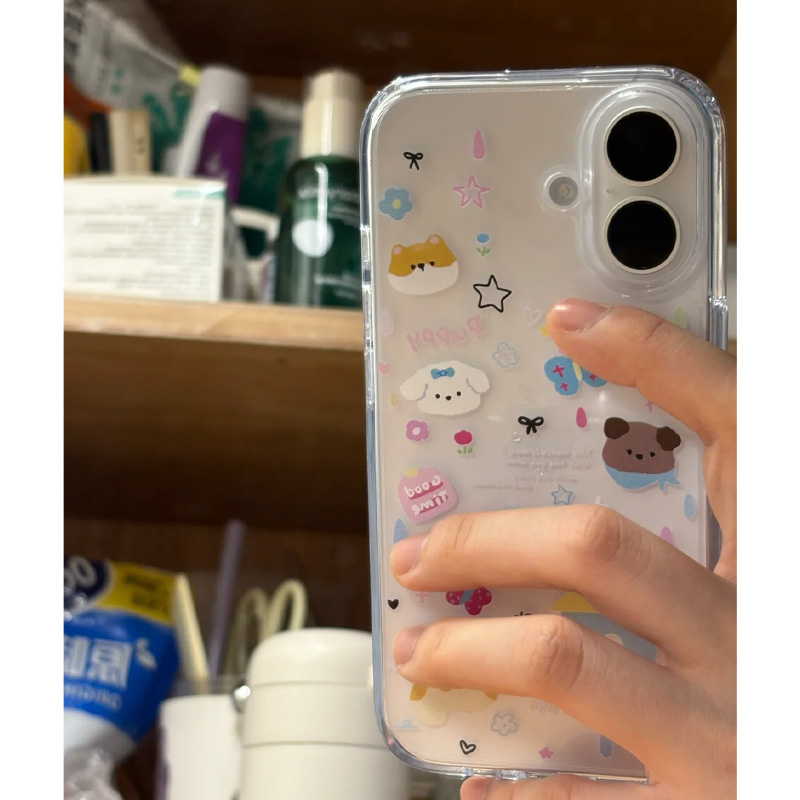 屋子小狗适用iphone16promax手机壳14苹果13透明14华为mate70卡通vivox200小米15防摔oppo软壳红米k80荣耀300