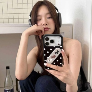 满屏波点适用苹果16promax手机壳iphone17pro新款13可爱12韩系14创可贴支架15promax防摔15p软边亚克力11女款
