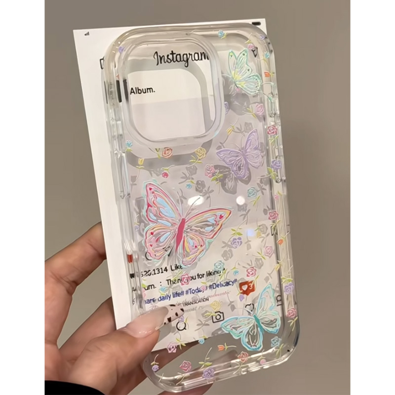ins碎花蝴蝶适用iPhone16promax手机壳14苹果13透明12华为mate70文艺vivox200小米15防摔oppo软壳红米k80荣耀
