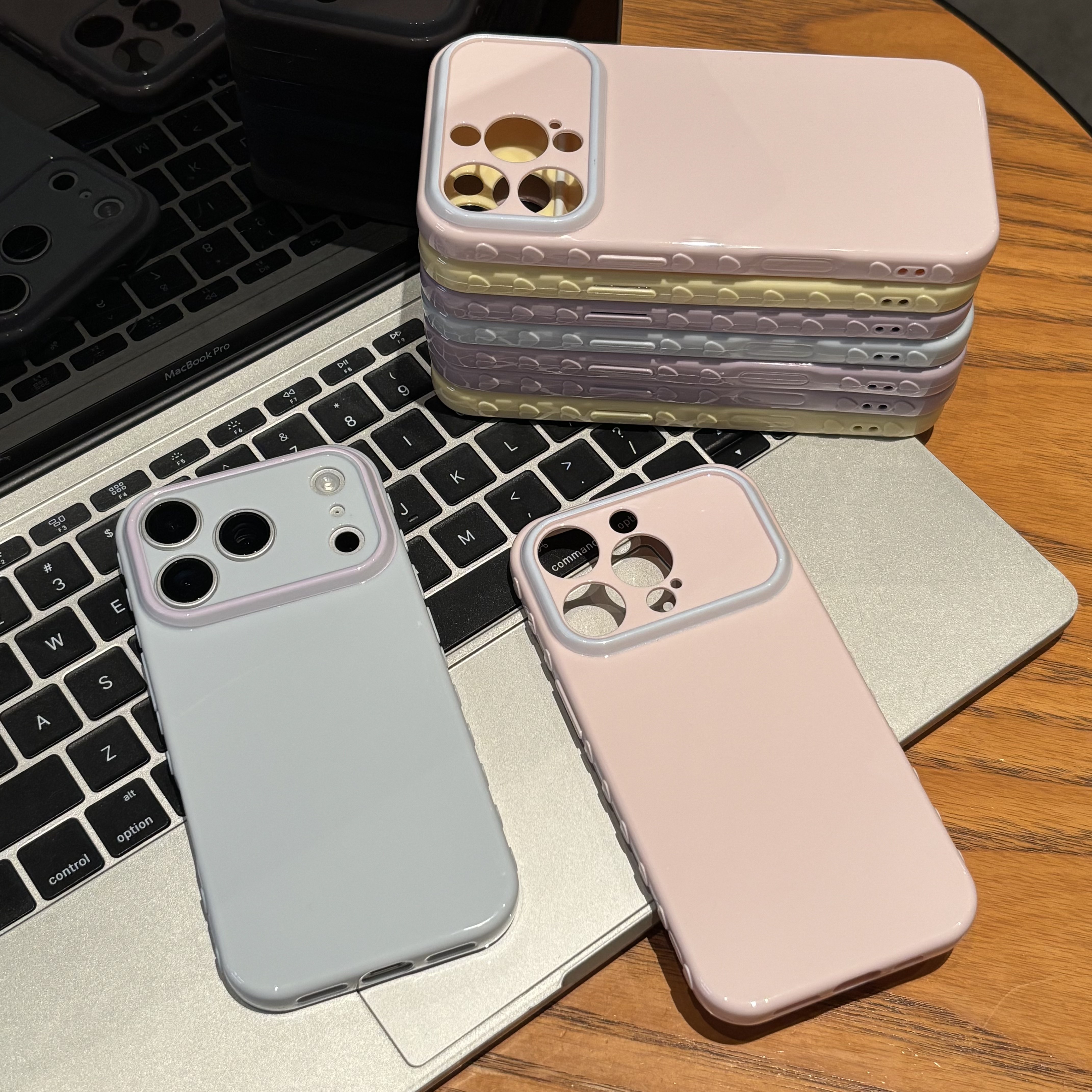 多巴胺撞色爱心框适用iPhone17promax手机壳苹果16promax新款14简约13女男12保护套15ProMax全包11防摔16plus