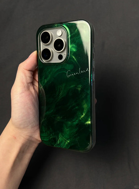 水墨暗绿适用苹果15promax手机壳iphone16pro个性12华为mate60新款pura70/vivo小米14红米note13荣耀oppok70