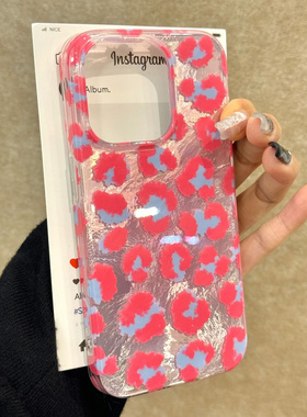 粉粉豹纹适用苹果15promax手机壳iphone16pro可爱12华为mate60新款pura70/vivo小米14红米note13荣耀oppok70