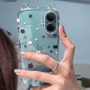 黑白小猫适用苹果16promax手机壳iphone14pro新款 13少女心12可爱11保护套15promax全包防摔x硅胶xr软壳xsmax
