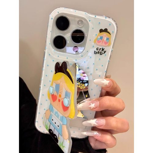 翻盖蓝裙哭娃支架适用iPhone16pro手机壳14苹果15promax可爱12女17华为mate70新款k80双层vivo小米15荣耀oppo