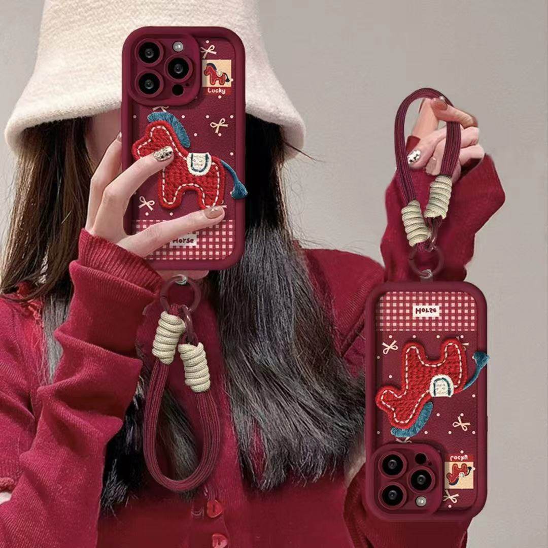 格纹小马适用苹果17promax手机壳iphone16pro新款13相框精孔12爆款15保护套vivo全包oppo防摔小米17pro带挂绳