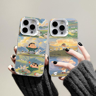 山丘小新适用苹果16promax手机壳iPhone15新款 p70荣耀x50彩银Reno12保护套vivos19小米14oppo硬 13华为mate60