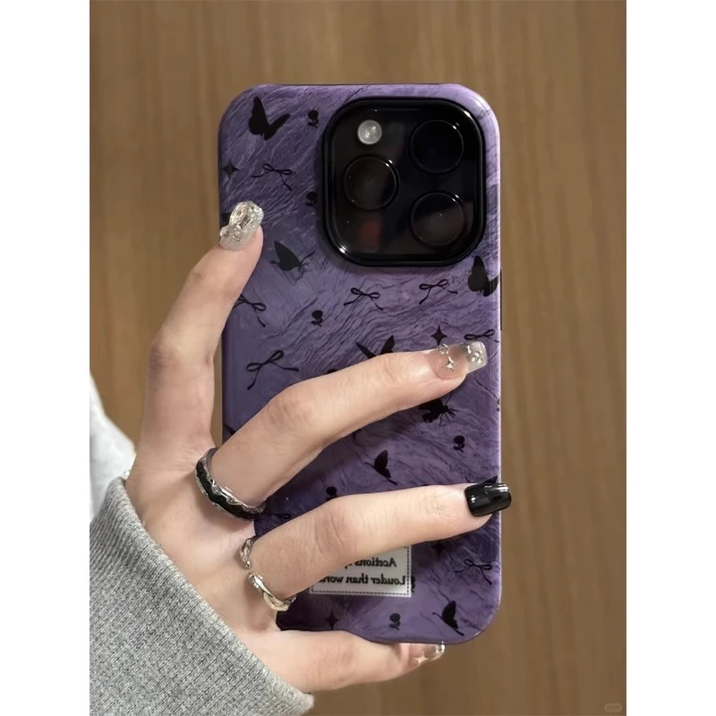 晕染蝴蝶磨砂菲林适用苹果16pro手机壳iPhone15promax可爱13华为mate70新款卡通vivo小米14红米k70荣耀oppo12
