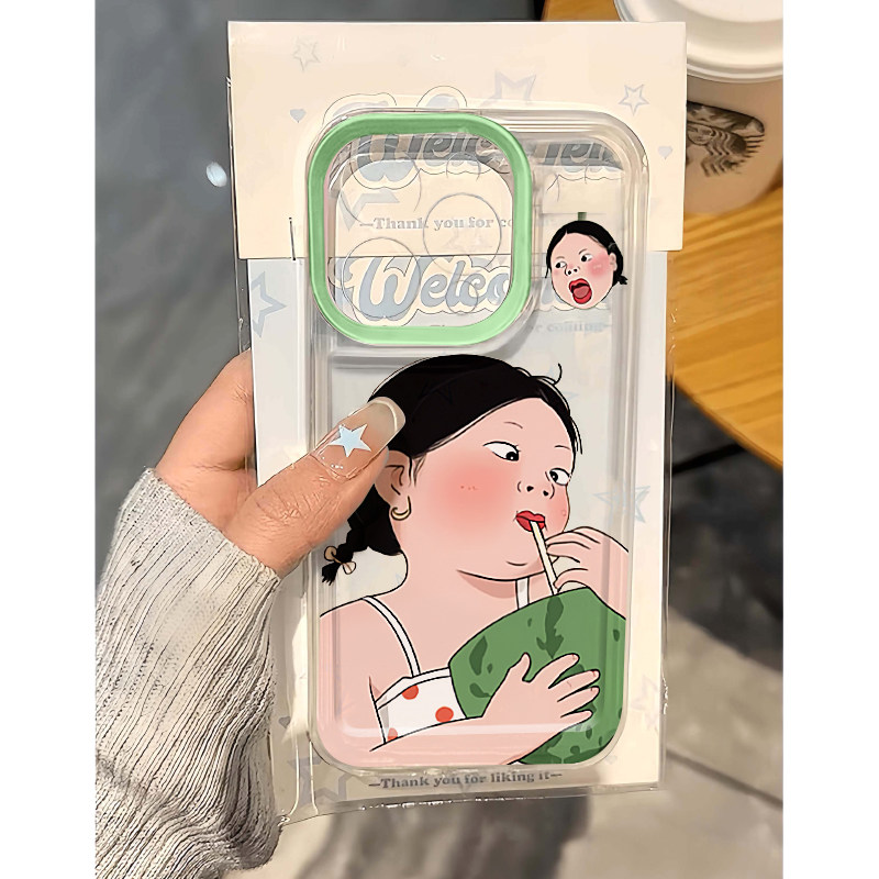 可爱卡通全包超薄插画手机壳防摔