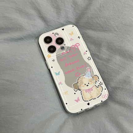 呆萌狗狗适用苹果15手机壳12/11卡通vivox100透明红米note13防摔小米14保护套华为pura70荣耀100软壳OPPO硅胶