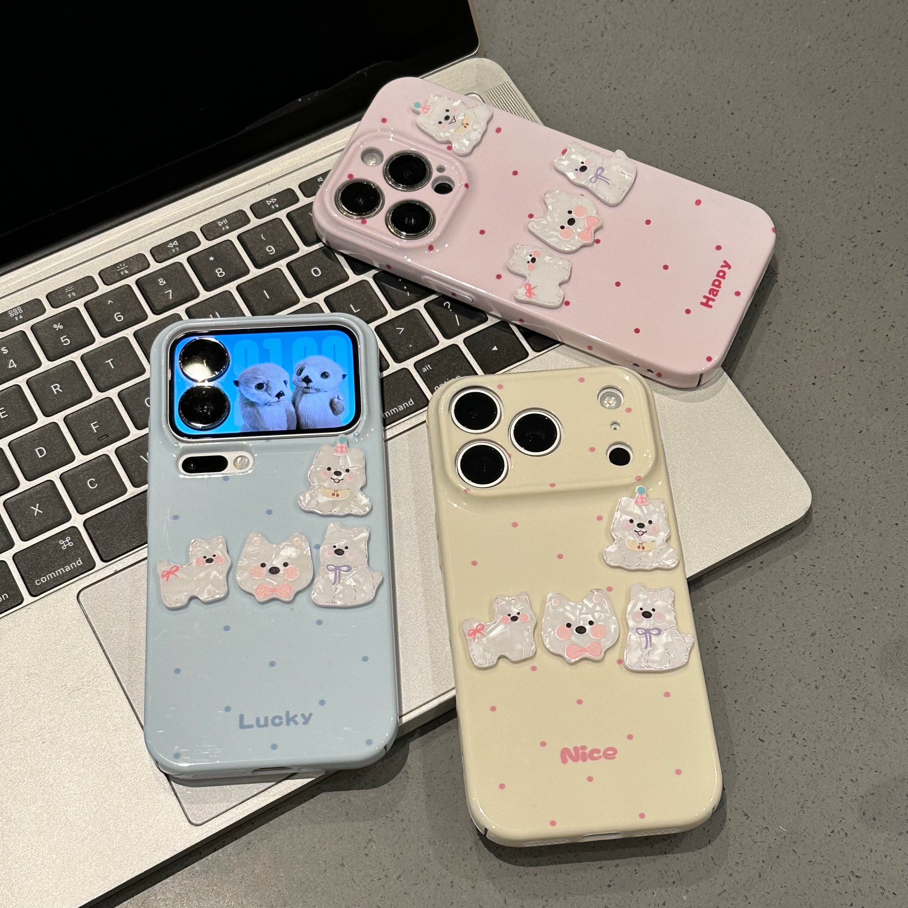 粉波点适用iPhone16promax手机壳苹果13菲林15华为p80北极熊vivos30小米17pro支架opporeno14红米k90荣耀硬壳