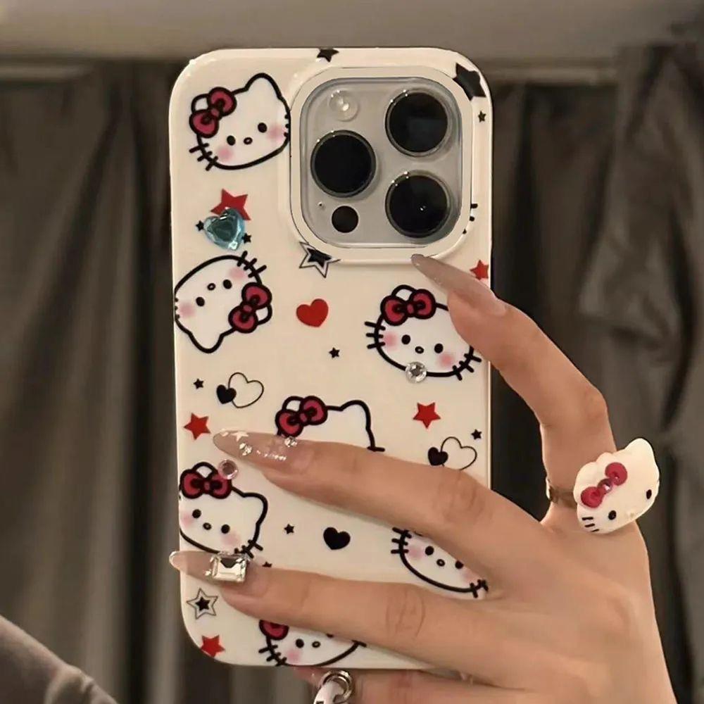 可爱少女心大孔插画凯蒂手机壳