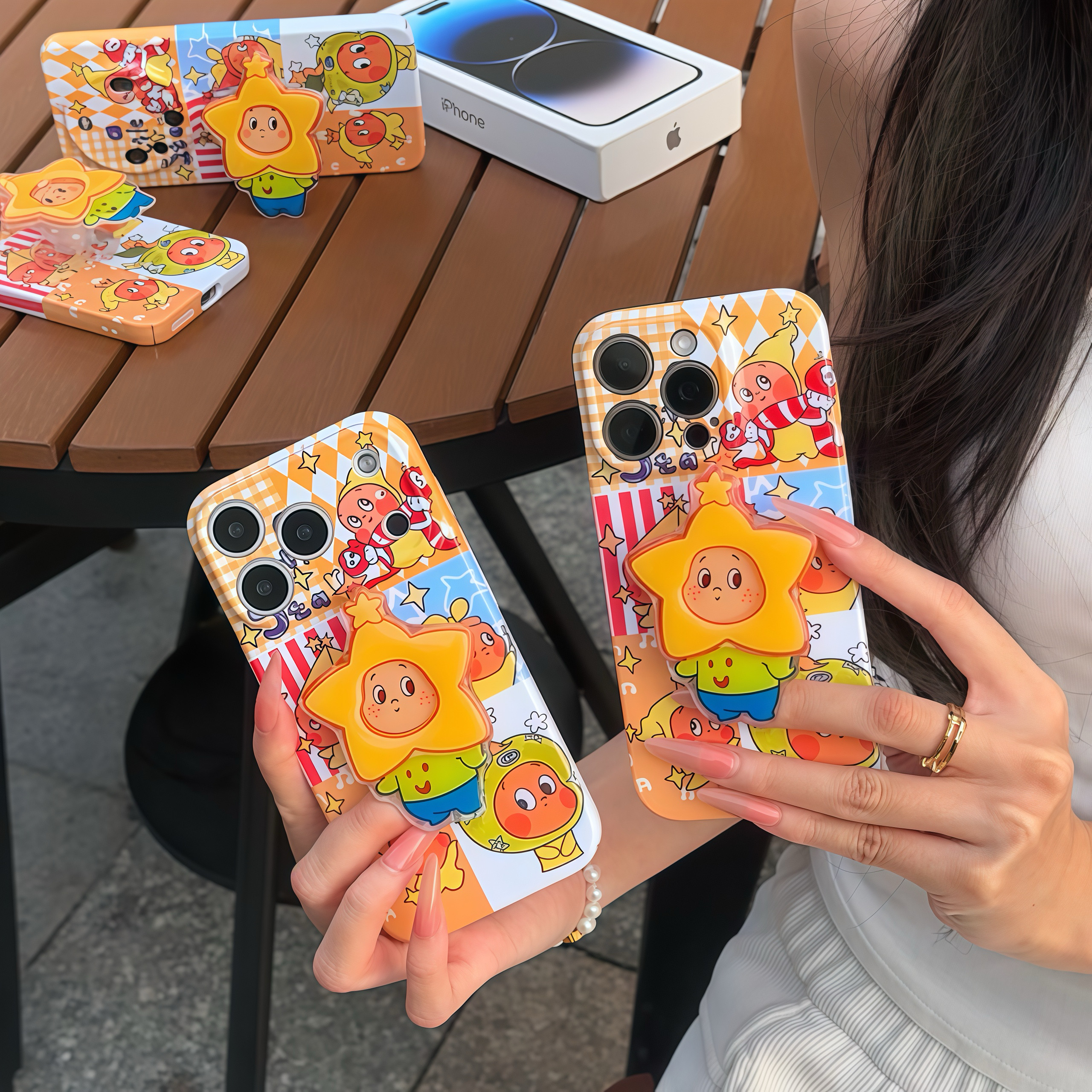 星星支架适用iPhone16promax手机壳苹果17新款14华为p70卡通13小米15全包oppo红米k80硬壳12荣耀200菲林vivo