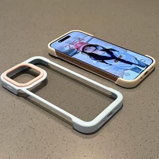 撞色无边框二合一适用苹果16promax手机壳iphone14pro新款13小众17保护套12promax华为mate70小米15个性p70潮