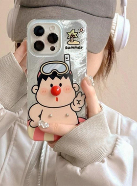 泳圈胖虎适用苹果15promax手机壳iphone16pro可爱12/17华为mate60新款p70/vivo小米13红米note14荣耀oppok80