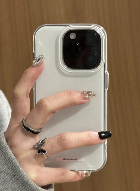 白色英文适用iPhone16pro手机壳13苹果15promax极简12女11华为mate60新款p70奶油vivo小米14红米k70荣耀oppo