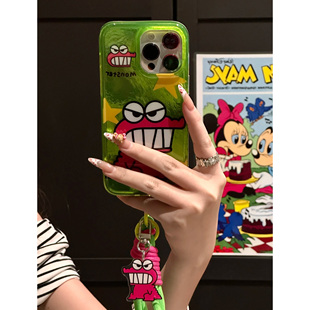 呲牙鳄鱼适用苹果15promax手机壳iphone16/12光油晕染mate60红米note13新款小米14华为pura70荣耀200/vivoppo