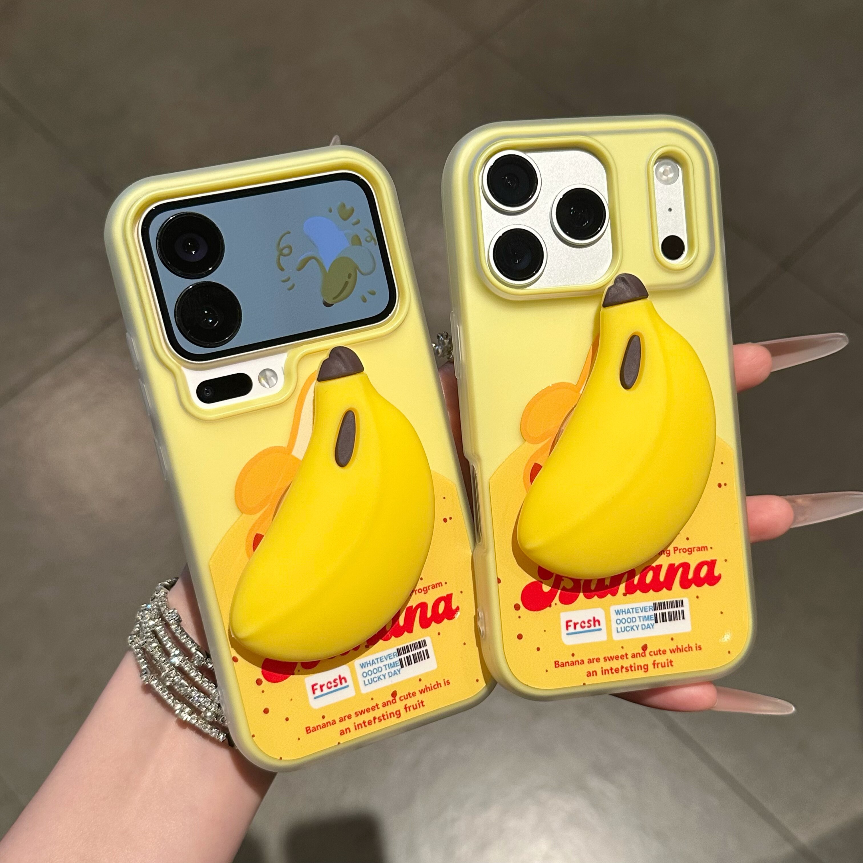 立体香蕉支架适用苹果16promax手机壳iphone14pro创意13promax卡通12可爱11二合一15防摔17ProMax肤感果冻壳