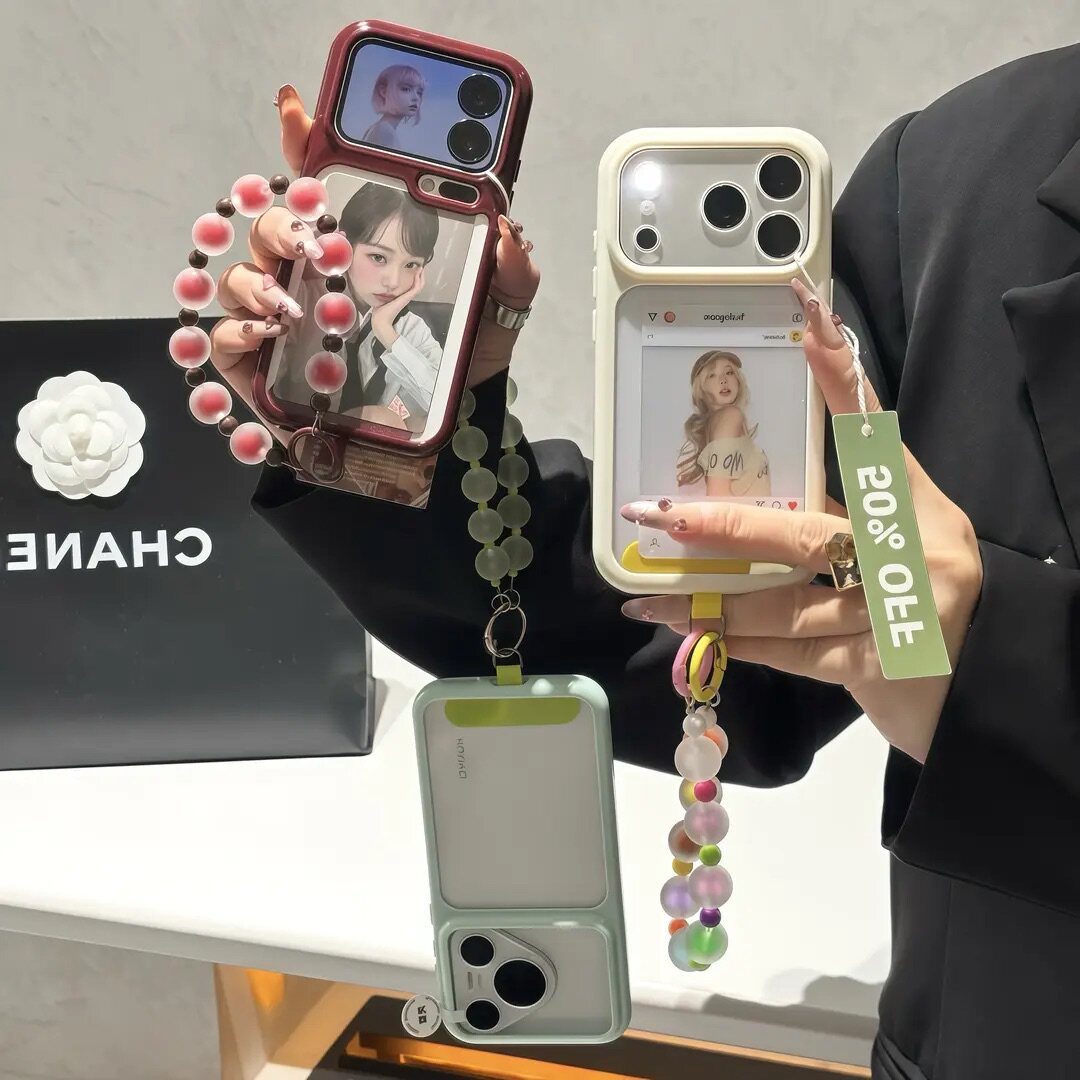 樱桃红珠链挂绳适用苹果16ProMax手机壳iPhone17闺蜜款18pro新款15简约透明13/14pro创意15pro防摔12星空壳11