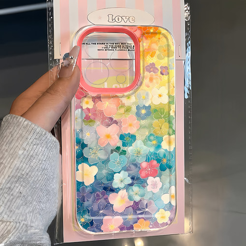 可爱太空壳彩色百花手机壳