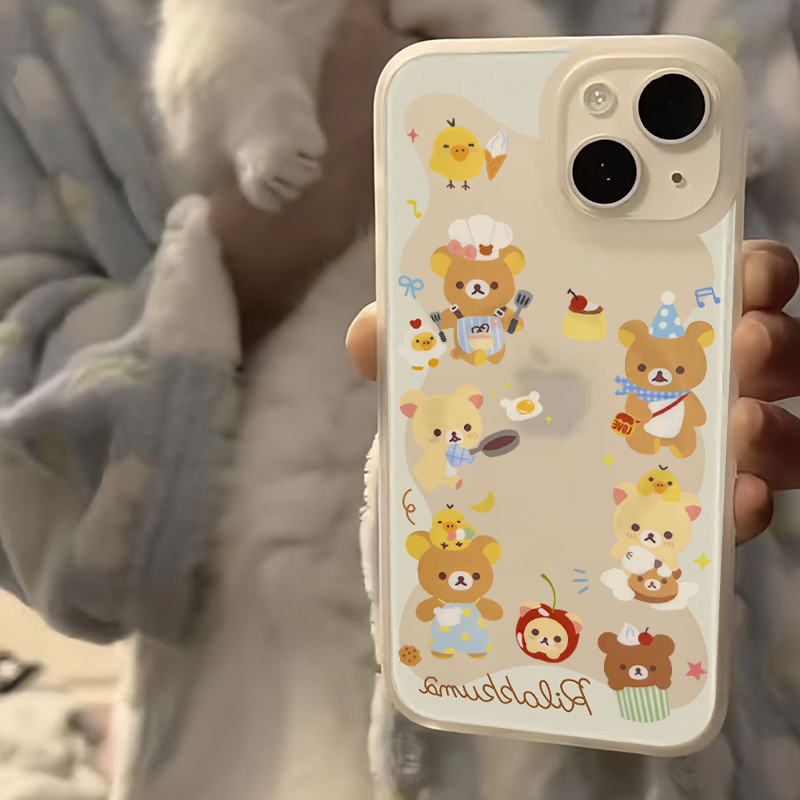 厨师轻松熊适用苹果16promax手机壳iphone14pro新款13少女12可爱11保护套15promax全包防摔x硅胶xr软壳xsmax