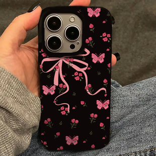 花花蝴蝶结适用苹果16promax手机壳iphone14pro新款 13小清新12女11保护套15promax全包防摔x硅胶17软壳xsmax