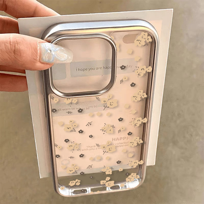 小清新小碎花电镀镭雕手机壳防摔