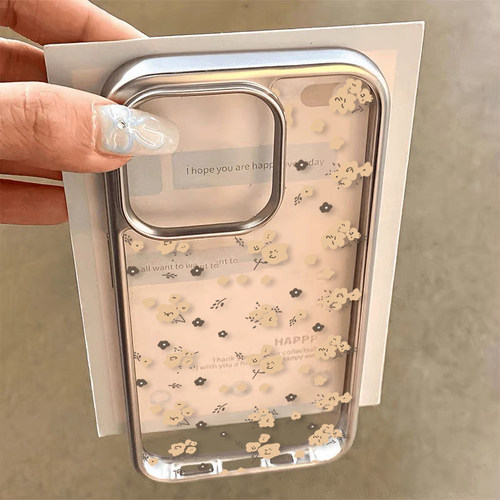 小清新小碎花电镀镭雕手机壳防摔