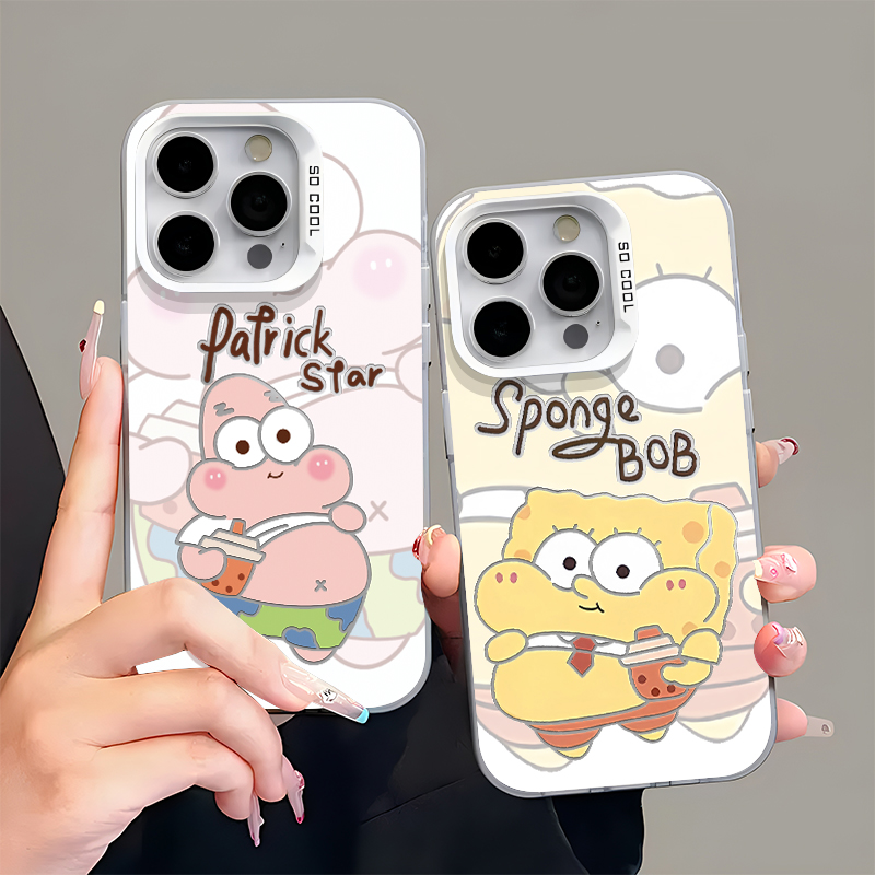 可爱情侣卡通派大星插画手机壳