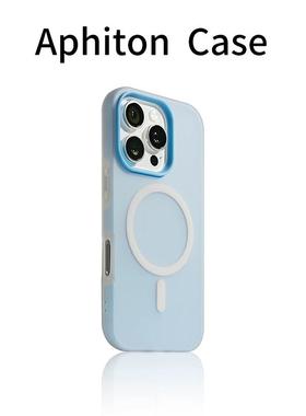 蓝色肤感果冻磁吸适用iphone16promax手机壳小米17pro充电高级感苹果15pro时尚14保护套13简约findx8华为p70