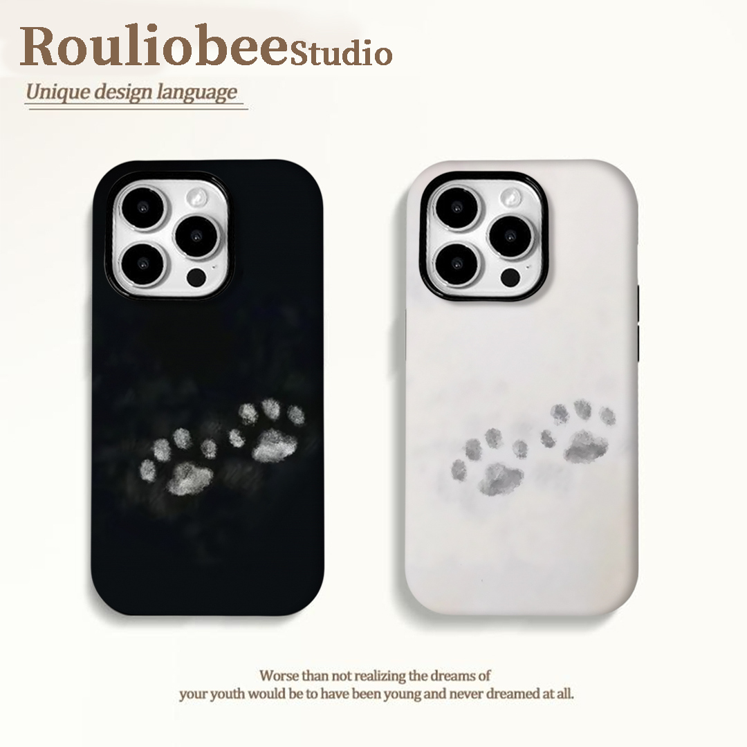 磨砂菲林猫脚印适用苹果16pro手机壳iphone15promax可爱12华为mate60新款p70创意vivo小米14红米k70荣耀oppo