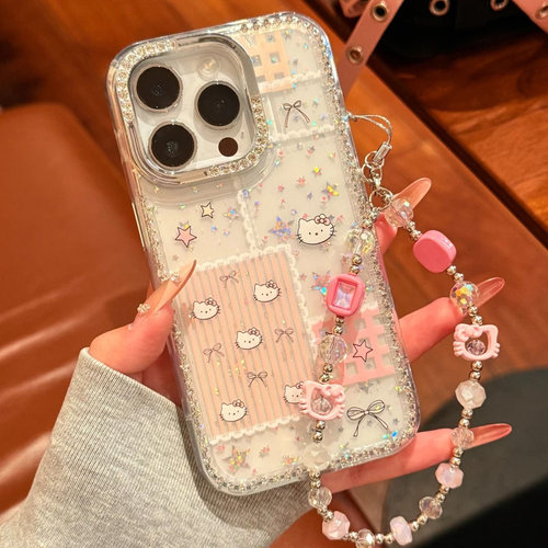 高级感闪钻凯蒂猫手链手机壳防摔