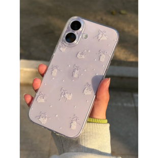 温柔小兔紫适用iphone16promax手机壳15苹果17透明华为mate70pro创意vivo小米17p全包防摔oppo红米k80荣耀300