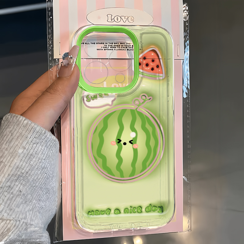 可爱西瓜适用苹果15手机壳12/11趣味vivox100透明红米note13防摔小米14保护套华为pura70荣耀100软壳OPPO硅胶