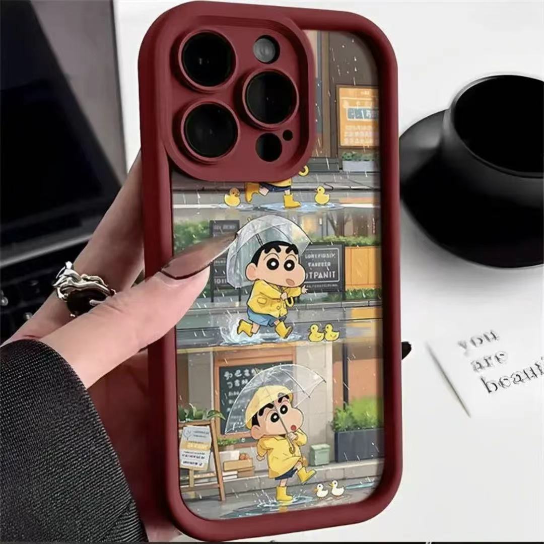 赶鸭子雨衣小新适用苹果16promax手机壳iPhone17pro新款15pro防摔13小众高级感12金刚砂14pro可爱卡通11男女
