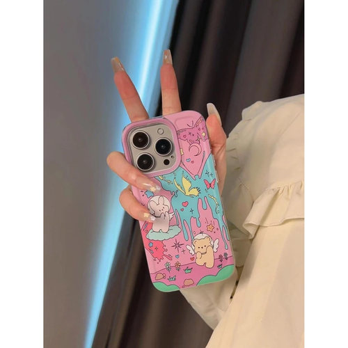 趣味卡通插画全包手机壳少女心