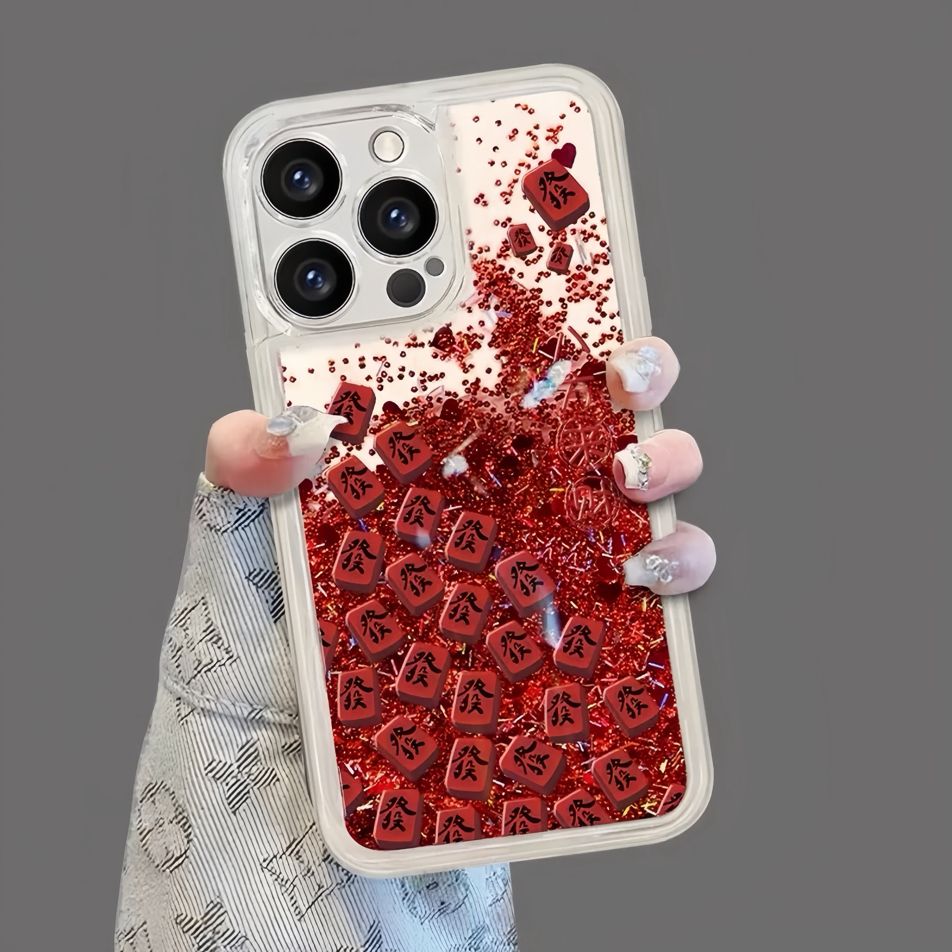 满屏红流沙适用苹果17promax手机壳iphone16新款15红米note14防摔s30华为p70新年红小米13高级感vivoppo荣耀