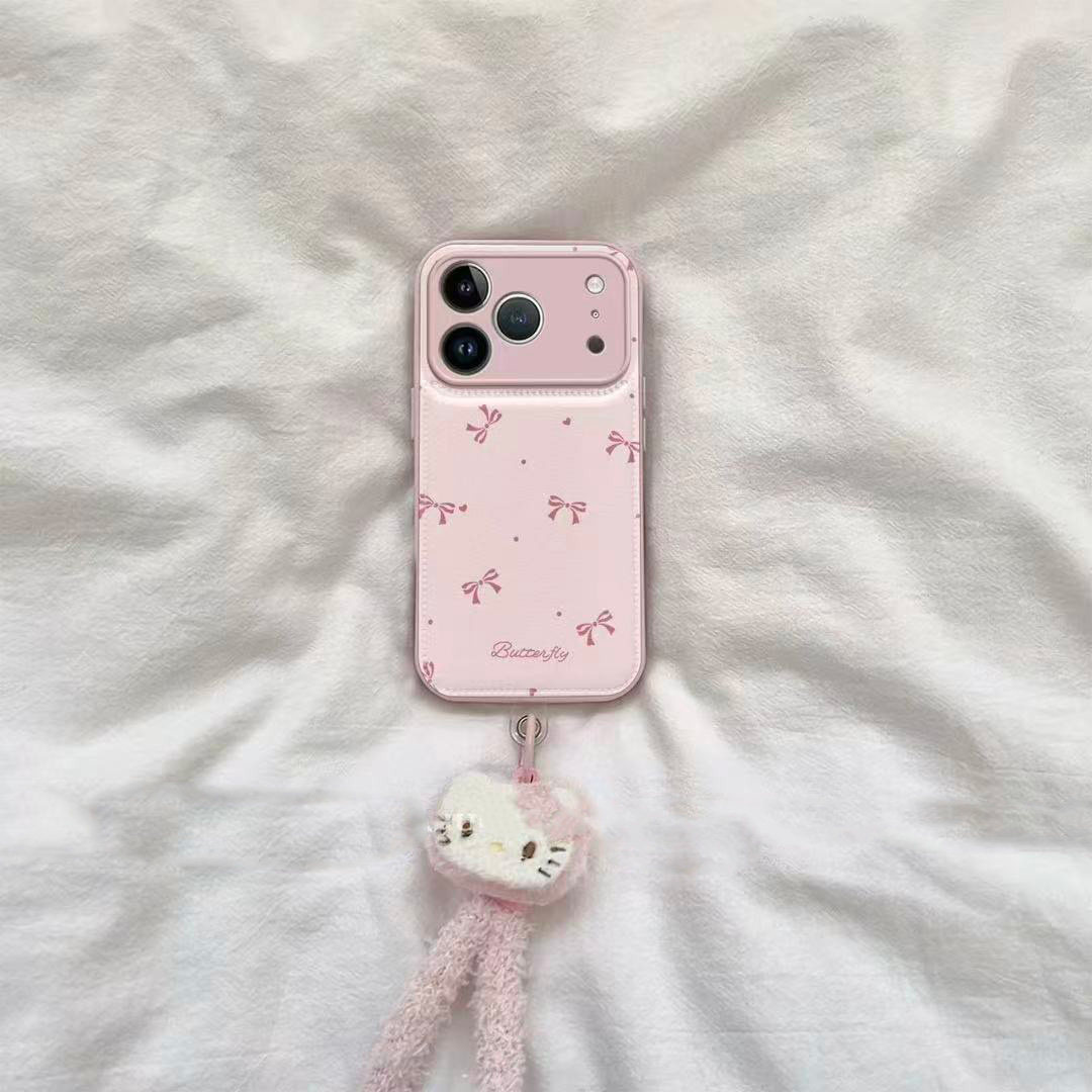 粉圆点蝴蝶结适用苹果17promax手机壳iphone16pro新款15华为p70秋冬13卡通vivoppo小米14红米k80荣耀200气垫