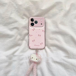 粉圆点蝴蝶结适用苹果17promax手机壳iphone16pro新款15华为p70秋冬13卡通vivoppo小米14红米k80荣耀200气垫