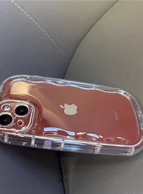 小胖妹简约波浪纹适用iPhone15手机壳12/13pro硅胶14Promax苹果17手机套加厚气垫16pro小众11高级感x女款软壳