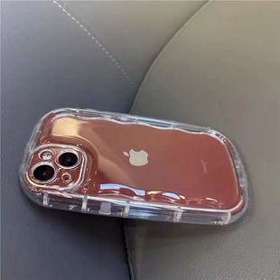 软壳 小胖妹简约波浪纹适用iPhone15手机壳12 13pro硅胶14Promax苹果13手机套加厚气垫xsmax小众xr高级感x女款