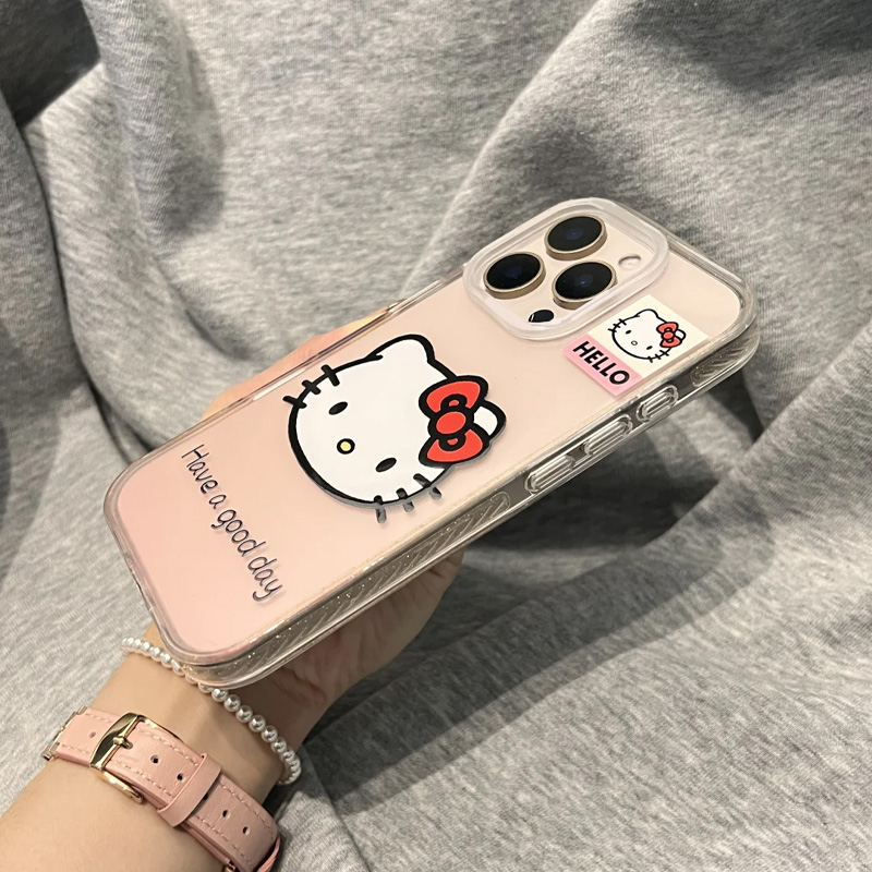 透粉kitty适用苹果16手机壳iPhone15promax新款华为mate60红米note13卡通k70小米14软壳vivoos19荣耀oppo透明