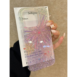 多巴胺彩色烟花适用苹果16promax手机壳iPhone15Promax新款 13高级感14保护套12防摔11闪粉创意xsmax小众xr女