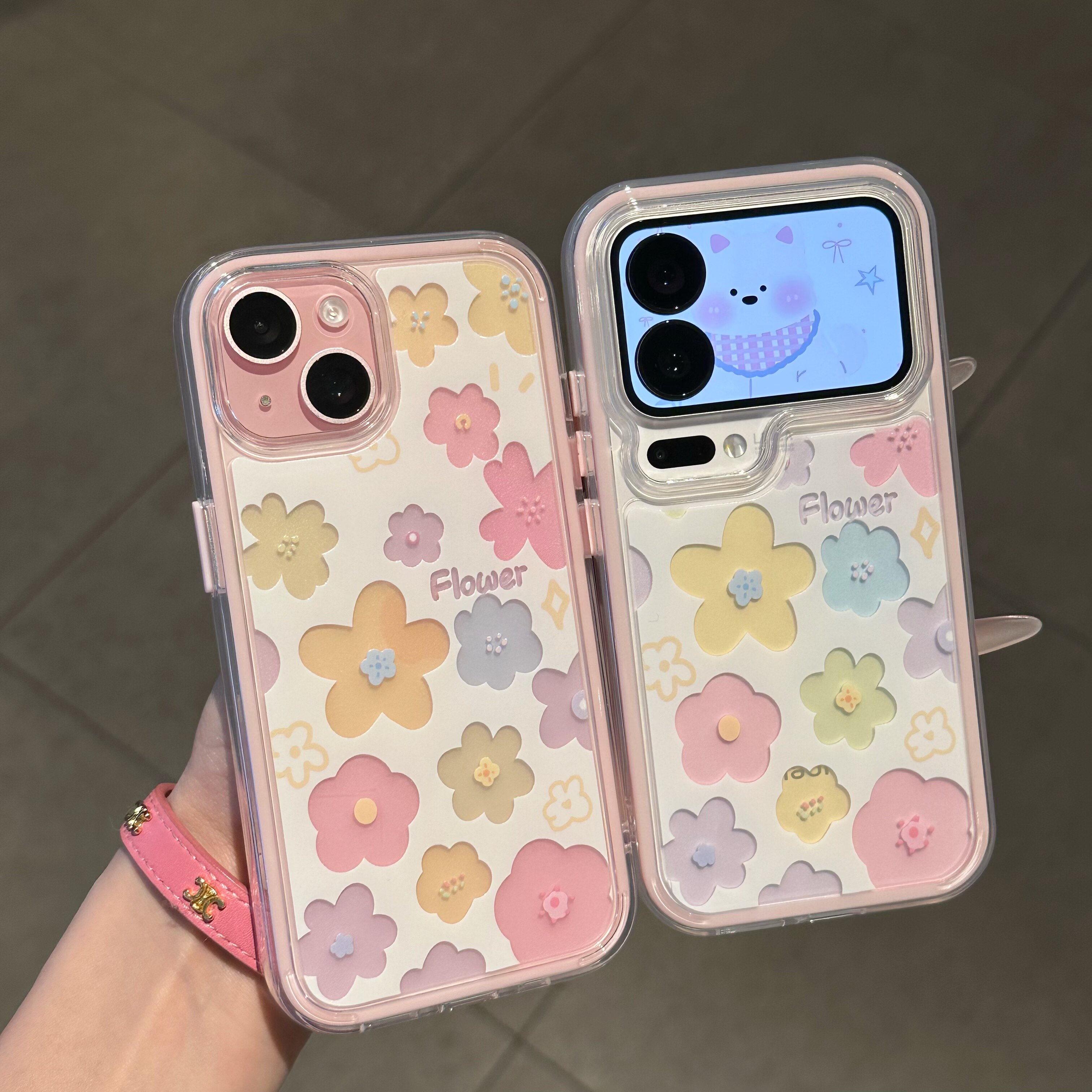 多色花朵适用iPhone16promax手机壳13苹果15清新12华为p80小米17pro荣耀500撞色大孔vivos30oppo11红米note14