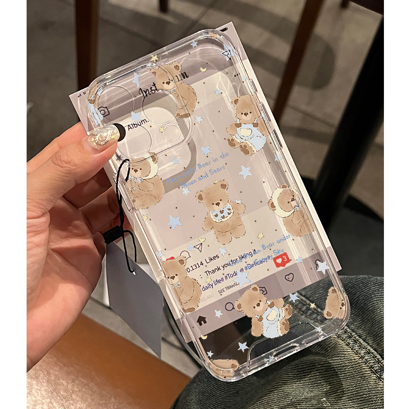星星小熊适用iphone16promax手机壳14苹果13透明12华为mate70卡通vivox200小米15防摔oppo软壳红米k80荣耀300