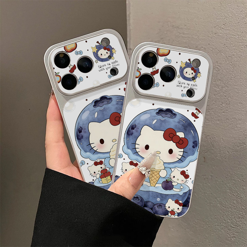 蓝莓雪糕猫咪适用苹果16promax手机壳iphone15新款13卡通电镀壳14保护套小米17pro防摔华为p70荣耀oppofindx9